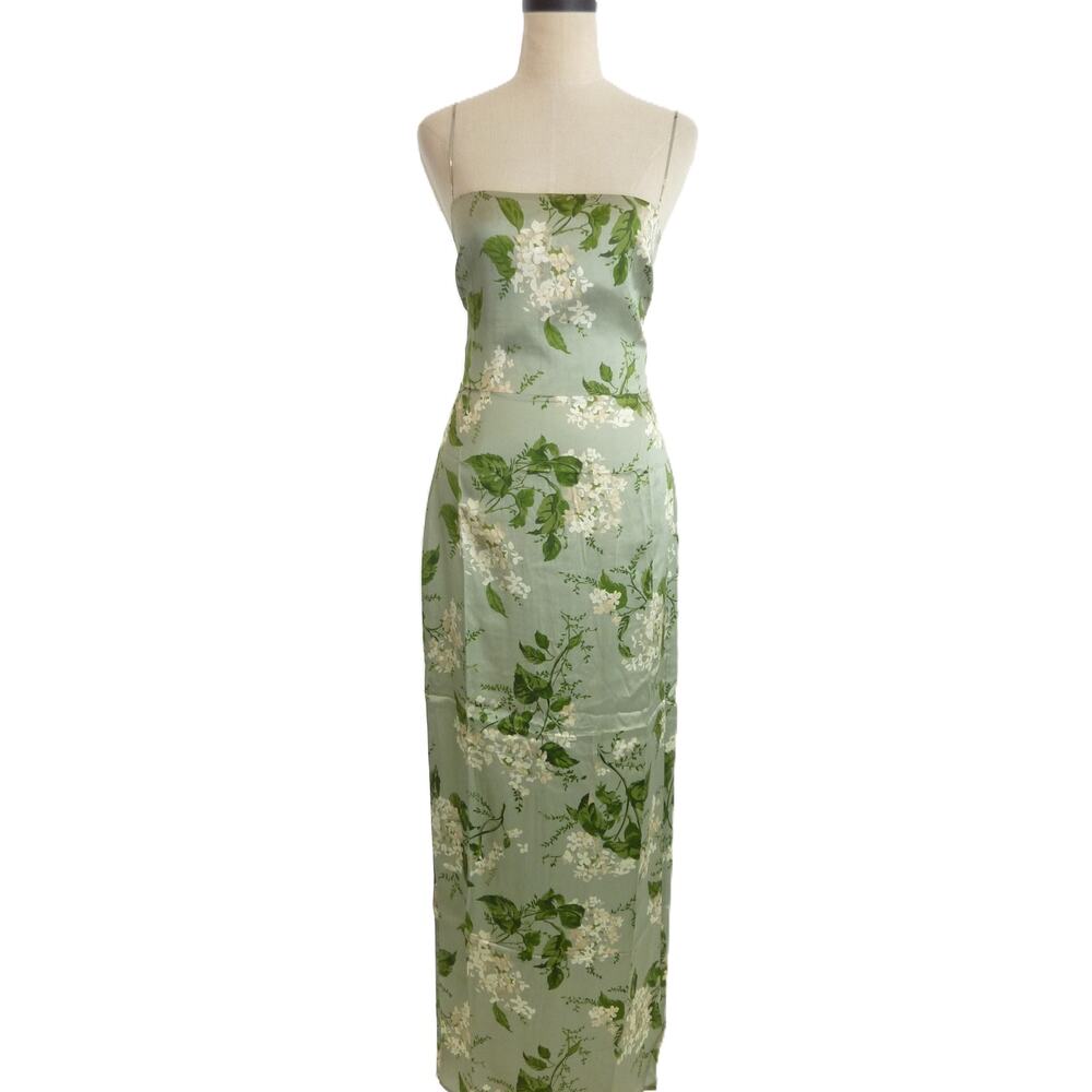 Reformation Frankie Dress in Tea Garden Size 4 Long Maxi Silk Slip